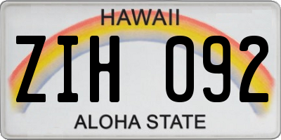 HI license plate ZIH092