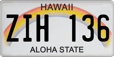 HI license plate ZIH136