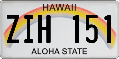 HI license plate ZIH151