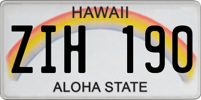 HI license plate ZIH190