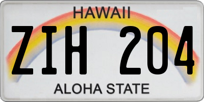 HI license plate ZIH204