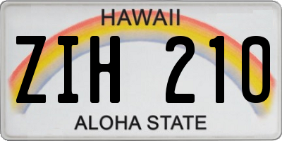 HI license plate ZIH210