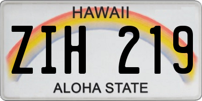 HI license plate ZIH219