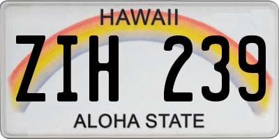 HI license plate ZIH239