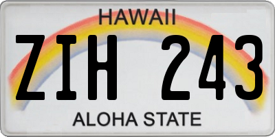 HI license plate ZIH243