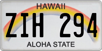 HI license plate ZIH294