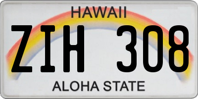 HI license plate ZIH308