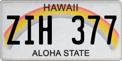 HI license plate ZIH377