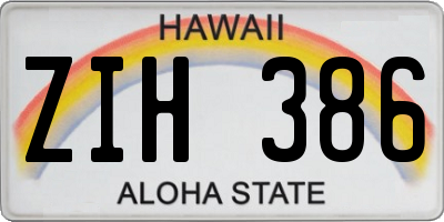 HI license plate ZIH386