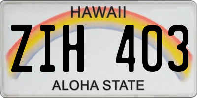 HI license plate ZIH403
