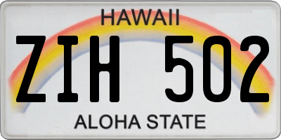 HI license plate ZIH502