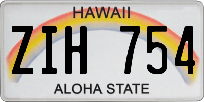 HI license plate ZIH754