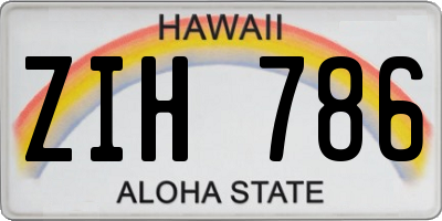 HI license plate ZIH786