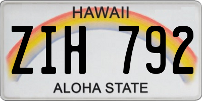 HI license plate ZIH792
