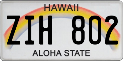 HI license plate ZIH802