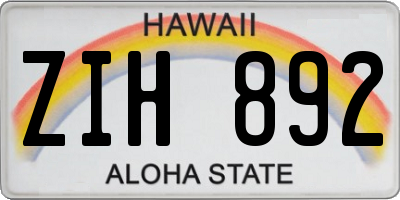 HI license plate ZIH892