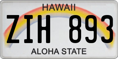HI license plate ZIH893