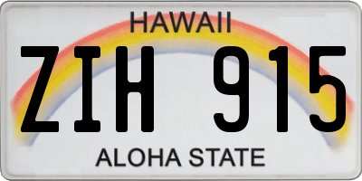 HI license plate ZIH915