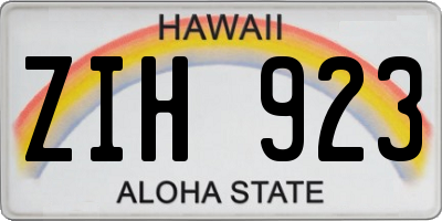 HI license plate ZIH923