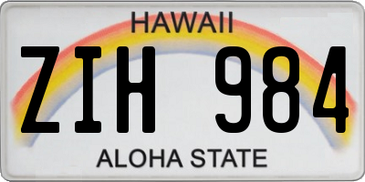 HI license plate ZIH984