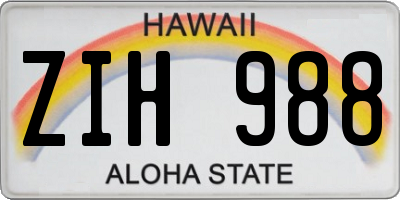 HI license plate ZIH988