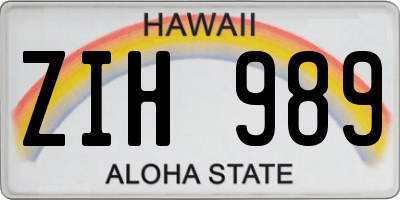 HI license plate ZIH989