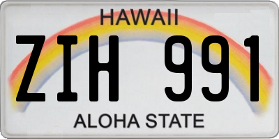 HI license plate ZIH991