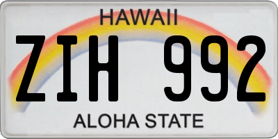 HI license plate ZIH992