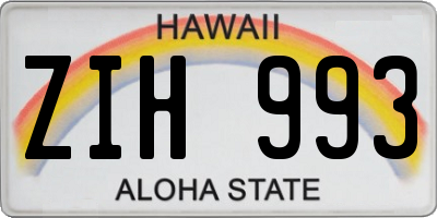 HI license plate ZIH993