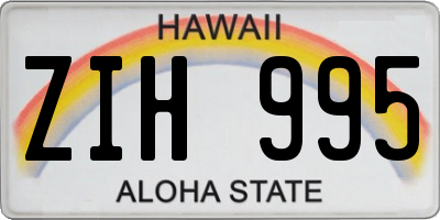 HI license plate ZIH995