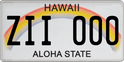 HI license plate ZII000