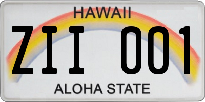 HI license plate ZII001