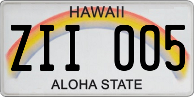 HI license plate ZII005