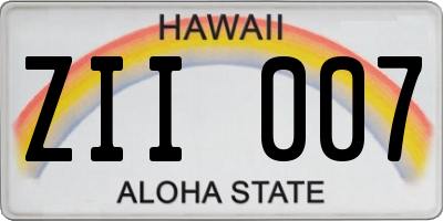 HI license plate ZII007