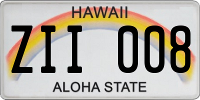 HI license plate ZII008