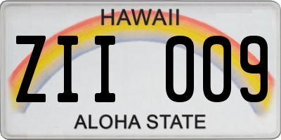 HI license plate ZII009