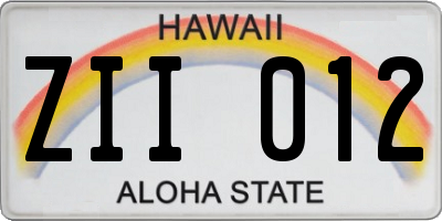 HI license plate ZII012