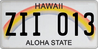 HI license plate ZII013