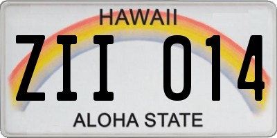 HI license plate ZII014