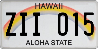 HI license plate ZII015