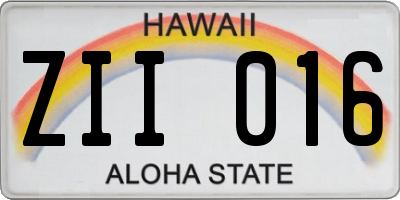 HI license plate ZII016