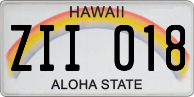 HI license plate ZII018