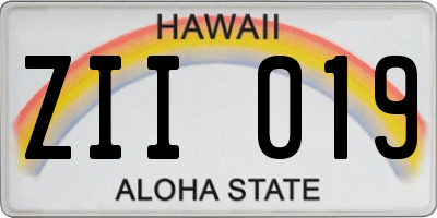 HI license plate ZII019