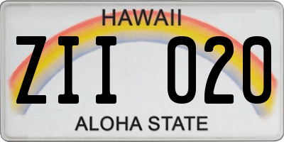 HI license plate ZII020