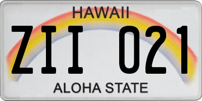 HI license plate ZII021