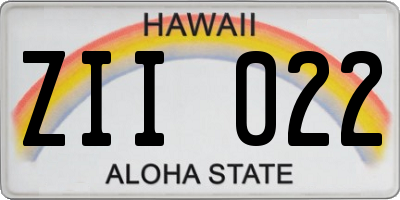 HI license plate ZII022