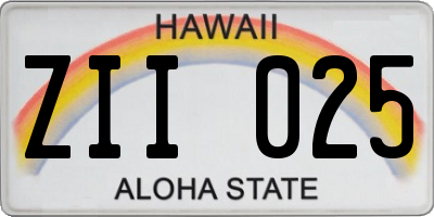 HI license plate ZII025