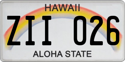 HI license plate ZII026