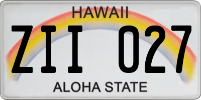 HI license plate ZII027