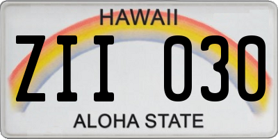 HI license plate ZII030